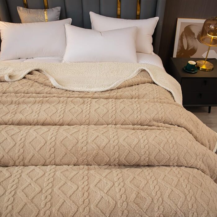 Плед Sherpa-Fleece з начосом, двосторонній, плюшевий, м'який, сірий-блакитний, 150 x 200 см