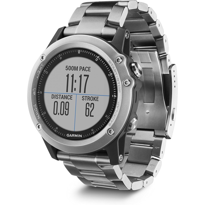 Годинник Garmin Fenix 3 GPS Multisport з навігацією та спортивними функціями (Мінеральне скло, Срібло з титановим браслетом, 1.2 дюйми)
