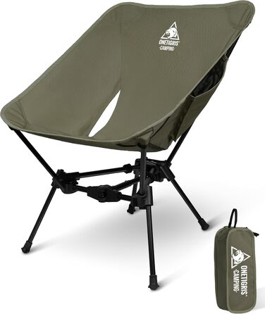 Складний туристичний стільчик OneTigris TIGERBLADE Ranger Green, 150 кг, з 2 кишенями для кемпінгу та пікніків