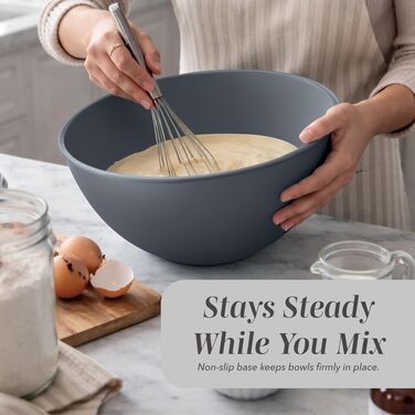 Набір пластикових мисок для змішування COOK WITH COLOR з TPR-кришками, 12 предметів (6 мисок та 6 кришок), підходять для мікрохвильової печі, сірі
