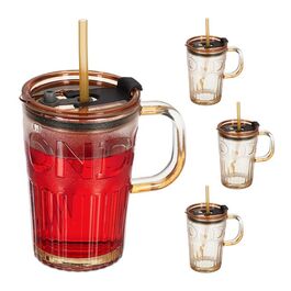 Set of 4 Charming Glass Mugs with Handles