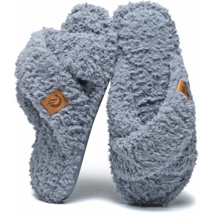 Жіночі плюшеві домашні тапочки SMajong, зимові, теплі, м'які, з антиковзким покриттям, сірі, 38/39 EU