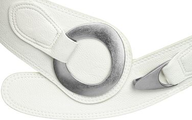 Жіночий широкий ремінь Caspar GU243 з крутою металевою пряжкою, білий (115 см)