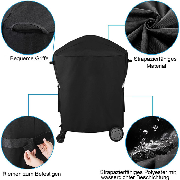 Чохол для гриля Weber Q 1000/2000 з візком, водонепроникний 600D Oxford, для моделей 50060001, 51060001, 54060001, міцний BBQ аксесуар