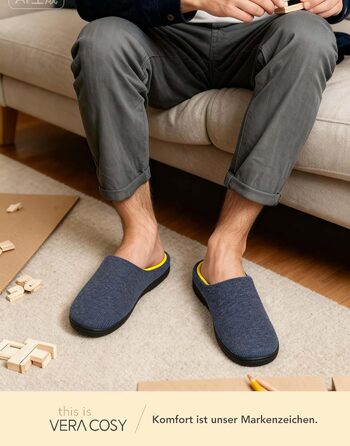 Чоловічі халапи VeraCosy з пам'ятю піни, двоколірні, 44/45 EU, блакитний/жовтий