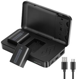 Запасний акумулятор JYJZPB NP-FW50 (2 x 1300mAh) з USB зарядним пристроєм та слотом для SD-картки для камер Sony Alpha A6000 A6300 A6400 A6500 ZV-E10 A7 A7 II A7R II A7SII A5000 A5100 NEX