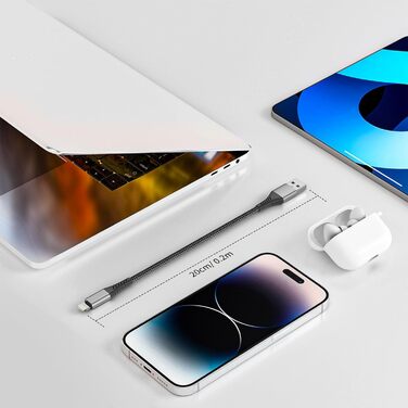 Кабель USB-A Lightning PEAKLIFT 20 см (3 шт) MFi сертифікат, чорний – Швидка зарядка для iPhone 14/13/12/11 Pro Max/XS/XR/X/8/7/6/SE, iPad Air/Mini
