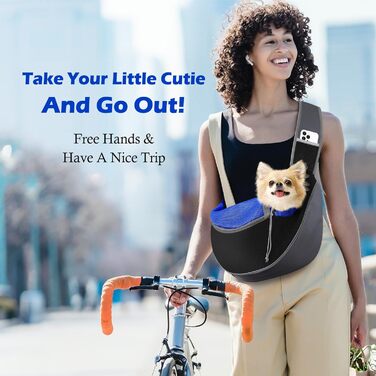 Сумка-переноска для собак Pawaboo з кишенею для дотику, регульована сумка для собак, переноска для тварин для прогулянок на відкритому повітрі, чорна (Індиго, M)