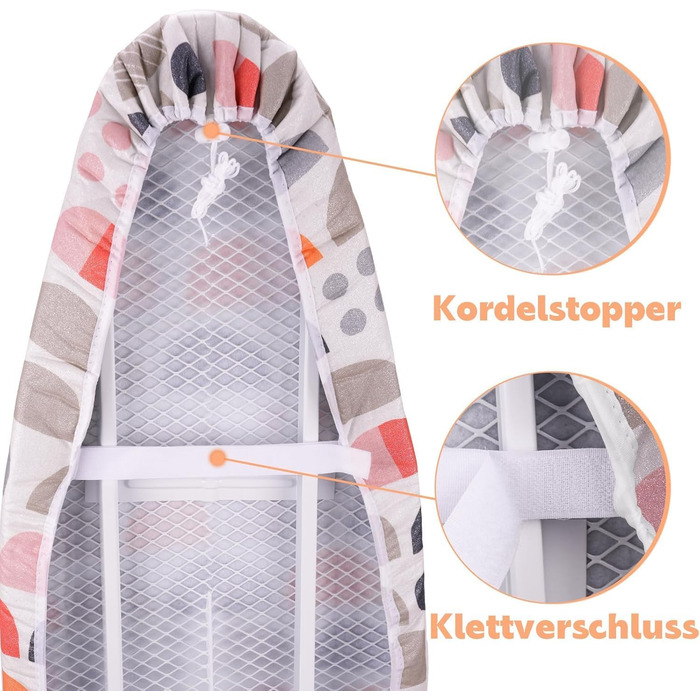 Чохол для прасувального столу Pottwal Neu Premium, коричневий півколо, 30-35см x 108-115см (M), для прасування з парою