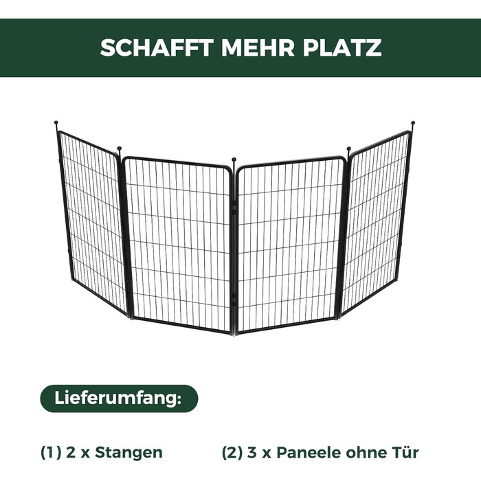 Вигул для цуценят FXW Rollick: для двору, кемпінгу, маленьких та середніх собак | 4 панелі, 115 см, чорний