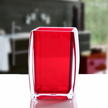 5-Piece Red Acrylic Bathroom Accessories Set, Complete Set, Lotion/Soap Dispenser, Soap Dish, Toothbrush Holder, Cup, Toilet Brush and Holder, Modern Bathroom Decor and