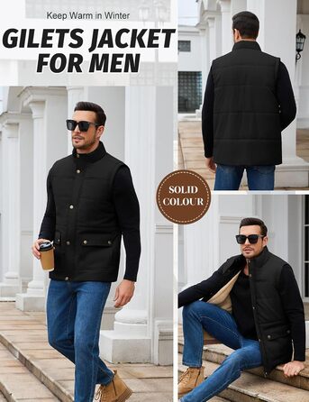 Чоловіча зимова жилетка Xnova з термопідкладкою Sherpa: тепла флісова жилетка, без рукавів, для полювання, роботи та активного відпочинку. Чорний колір, розмір M