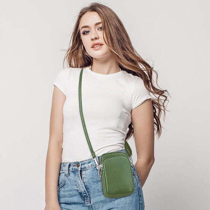 Сумка жіноча Mini Tasche на плече для телефону: кросбоді, гаманець, для iPhone 16 Pro Max/Samsung/Xiaomi (Зелена)