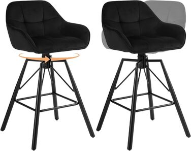 WOLTU 2-Piece Velvet Bar Stool Set with Backrest - Swivel, Padded, Metal Frame - Bistro & Counter Height Stools