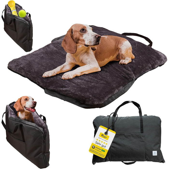 Ортопедичне собаче ліжко Wanderpfote для подорожей – зручне та сертифіковане ліжко OekoTex та GSR (Сірий, M)