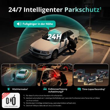 Dashcam BOTSLAB G980H 4-канальна з GPS, WiFi, IPS-дисплеєм та Super Night Vision, 3K+3*1080P, 128GB SD, G-Sensor, Loop-запис, Park Monitoring