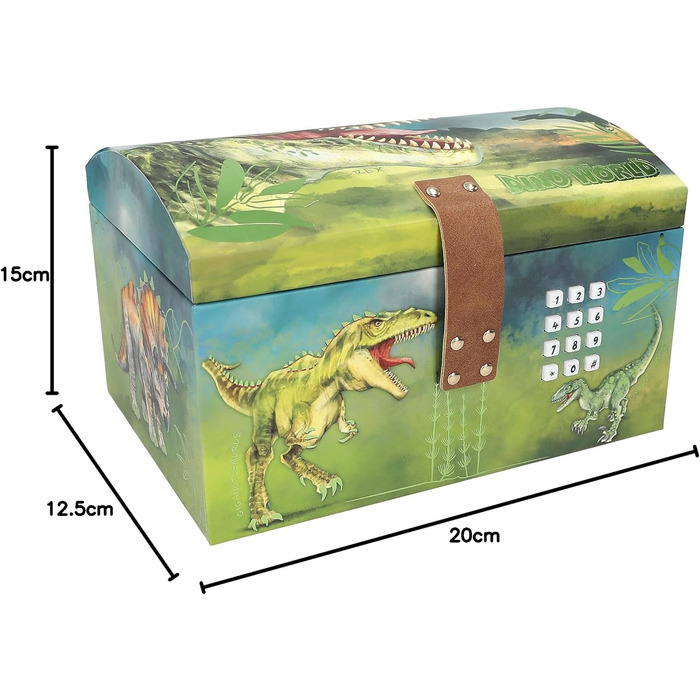 Скриня з кодовим замком, світлом і звуком Depesche Dino World, 15×20×12,5 см, чорна, для зберігання коштовностей і секретів