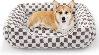 FURTIME Dog Bed, Large Dogs, Non-Slip Dog Beds, Washable Dog Basket, Anti-Anxiety Plush Dog Bed, Suitable for Large Labrador Retrievers, German Shepherds, 89×63×23 cm (M(63×53×20 cm), Chocolate)