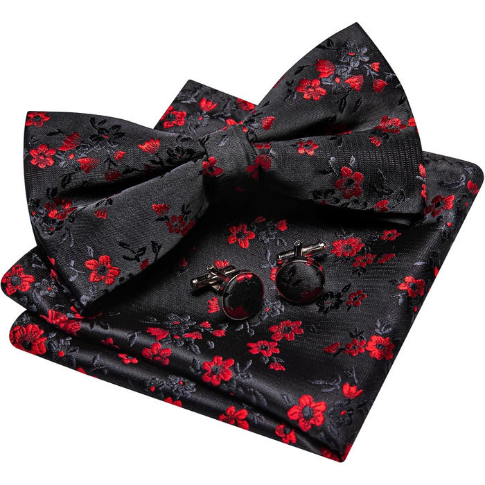 Комплект краватки та хустинки Barry.Wang Paisley для чоловіків, чорно-червоний, для весілля та урочистих подій