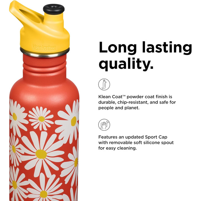 Klean Kanteen Classic Water Bottle, Daisies, 800 ml