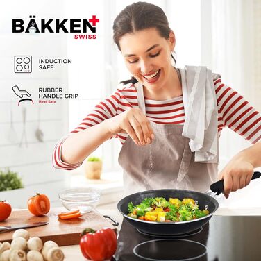 Набір посуду 14 предметів з антипригарним покриттям Cookware Set – каструлі з кришками, сковороди для газових, електричних, керамічних та індукційних плит – чорний колір