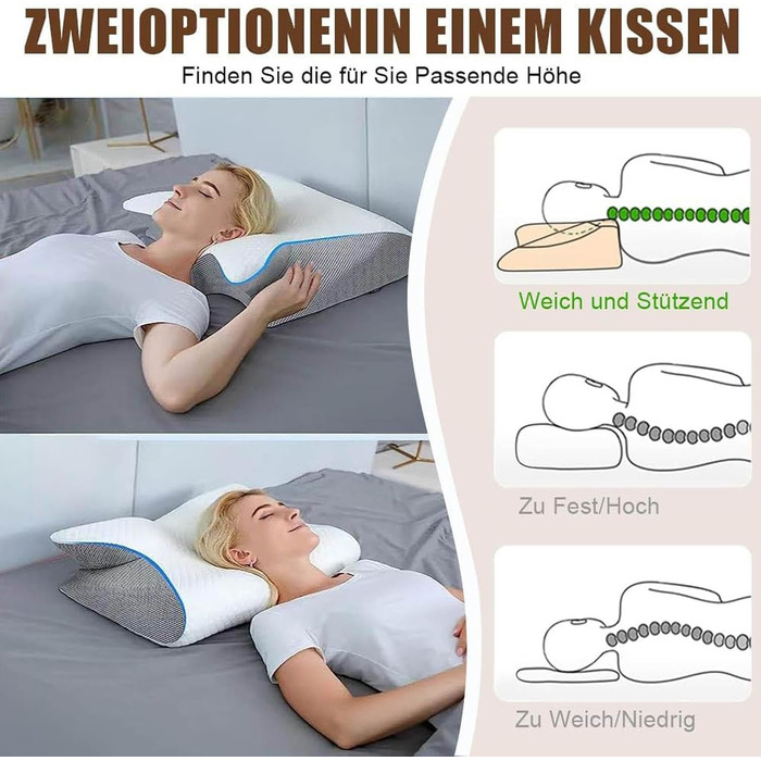 Подушка Pillow Daddy для сну на боці, спині та животі з піни Memory Foam – ортопедична подушка для підтримки шиї, біла, знімний чохол