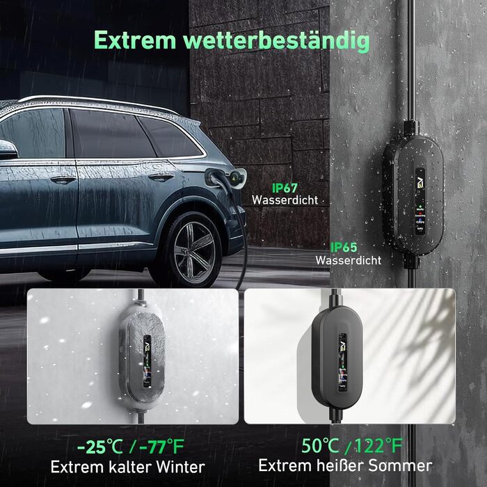 Кабель для зарядки електромобіля Evjuicion Typ 2 Schuko, 3.68kW, 6м, 16A, з індикатором, IP67, для ID.3/4, X1, 5ER, Model Y/3 та інших електромобілів