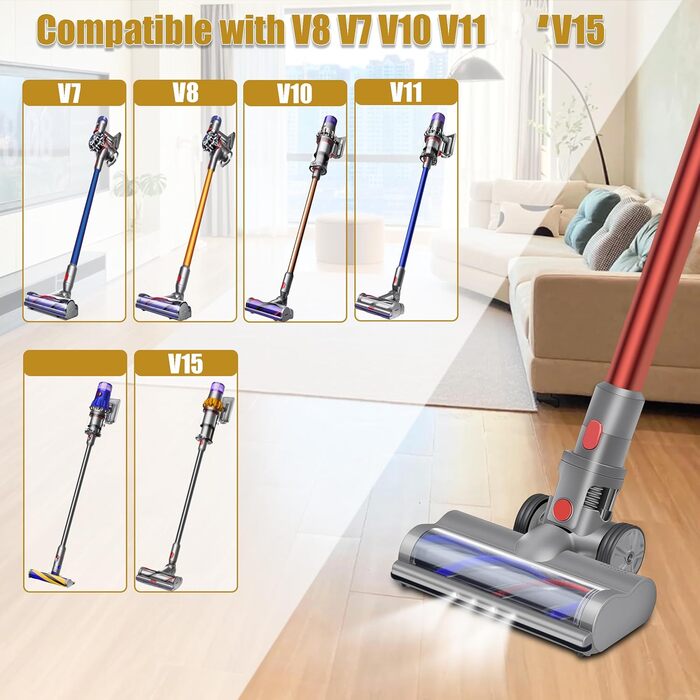 Моторизована щітка Italdos з LED для пилососів Dyson V7, V8, V10, V11, V15 - глибоке очищення, для твердих поверхонь та шпалер