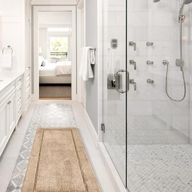 SOANNY Bath Mat Set - 2 Pack Microfiber Bathroom Rugs - Non-Slip, Water Absorbent - 53x86 cm & 50x50 cm