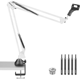 Тримач для мікрофону Neewer NW-35, підвіс Boom Schere, штатив з гвинтовою різьбою 3/8' - 5/8', сумісний з Blue Yeti, Quadcast та іншими мікрофонами, максимальне навантаження 1.5 кг