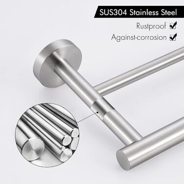 Тримач для рушників KES, подвійний, з нержавіючої сталі SUS304, 60 см, настінний, A2001S60