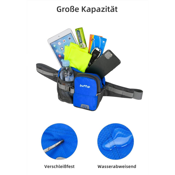 Спортивна поясна сумка-бананка з тримачем для пляшки, для собак, велоспорт, піші прогулянки, біг, поясна сумка для чоловіків та жінок, велика, блакитна