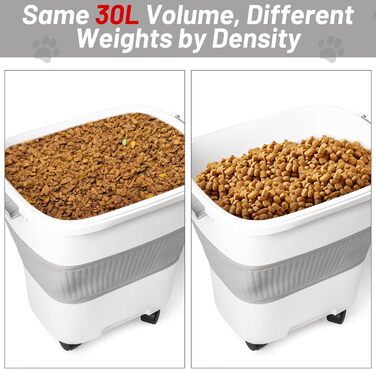 Контейнер для корму для собак MALLMALL6 – складний контейнер для тваринного корму з колесами, лопаткою та дезодоруючою коробкою, герметичний багатофункціональний 30-літровий контейнер для собак, котів, птахів