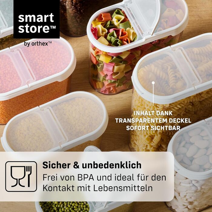 Набір контейнерів для зберігання SmartStore 5 шт. герметичні – пластикові контейнери з кришками, без BPA, для мийки посуду, штабельовані, для кухні – 2x 0.8л, 2x 1.6л, 1x 1.65л + 2 контейнери 1.1л з кришкою