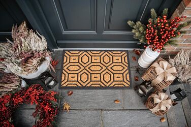 Килимок Hanse Home кокосовий для дому та вулиці 45x75 см Геометричний - вологостійкий, антиковзкий килимок для входу, коридору, тераси