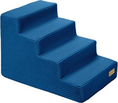 Сходинки для собак Velinda з 4 ступенями, котяча драбина, допомога у вході для домашніх тварин, матеріал - піна (темно-синій, Cord)