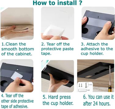 Підвісні тримачі для келихів Runruii – 2 шт, для полиці, шафи, кухні, бару, ресторану (чорний)