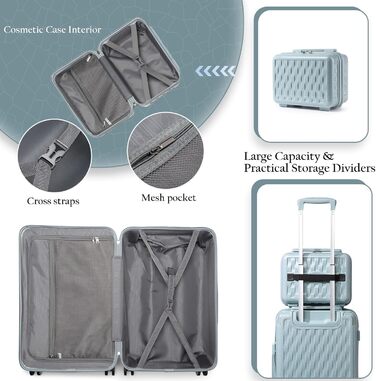 Набір валіз Sea Choice Guanyao (сірий) 4 шт. з TSA-замком: M-L-XL (55/65/75 см) з косметичкою