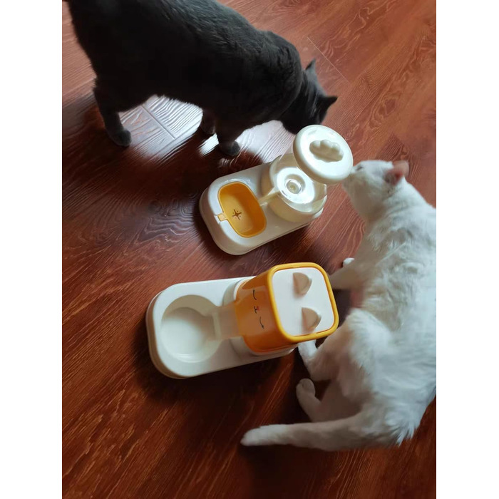 Автоматичний диспенсер корму та води для тварин, 2.2L + 1.8L (жовтий)