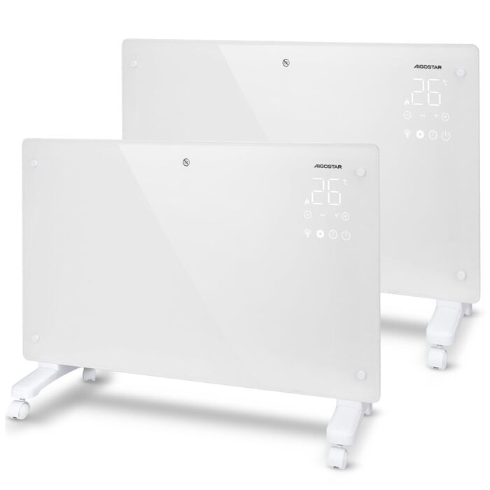 Електричний конвектор Aigostar з термостатом та Wi-Fi, 2000W, чорний (білий, 2 шт.) - для кімнат до 30 м²