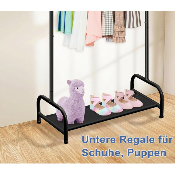 Вішалка для одягу дитяча MISSLO металева з полицею - біла (чорна) для дівчаток та хлопчиків у кімнату, гардеробна стійка для спальні