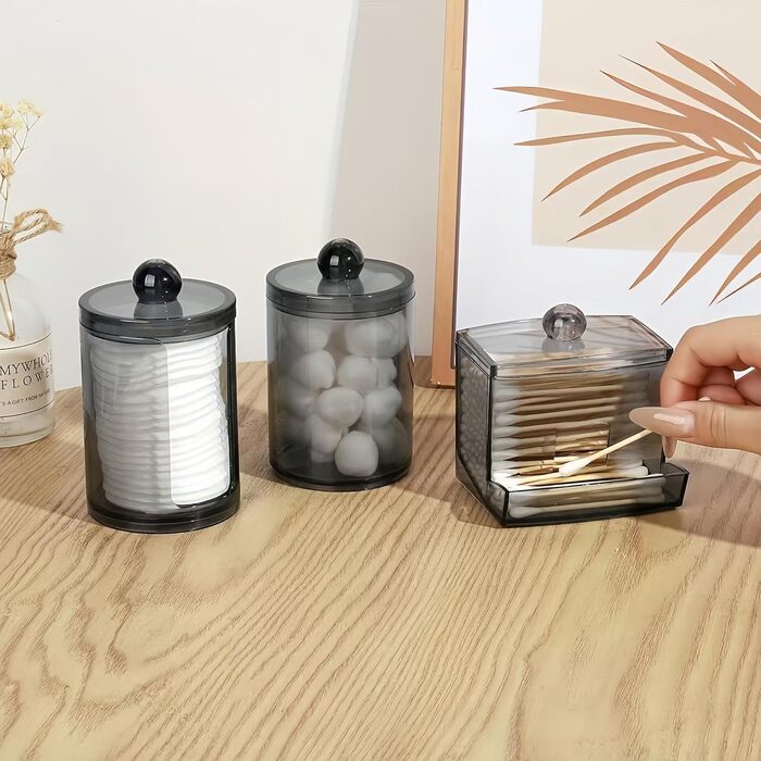 Організатор для ватних дисків та паличок PUTOAHAO (3 шт.) - Чорний