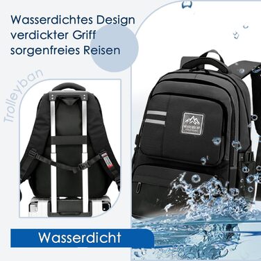 Шкільний рюкзак для підлітків, хлопчиків: чорний, водонепроникний, для школи, коледжу, роботи