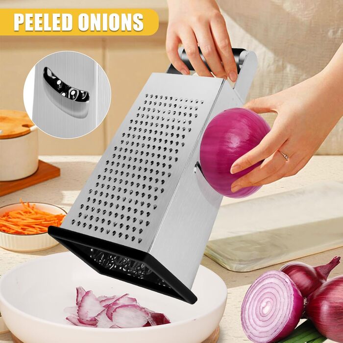 Нержавіюча тертка для сиру та овочів з 4 поверхнями - кухонний інструмент