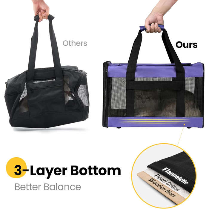 Транспортна переноска для собак та котів HITSLAM, складана, фіолетовий колір, розмір M (середній/великий), для авіаперельотів