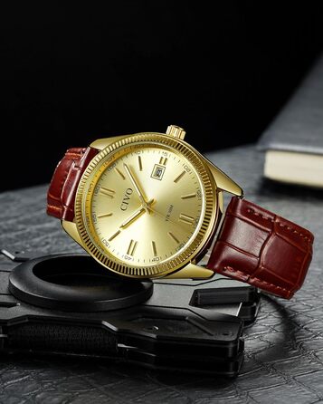 Годинник чоловічий CIVO з нержавіючої сталі: прості аналогові годинники для бізнесу з підсвічуванням дати - водонепроникні для роботи та відпочинку - стильний подарунок для чоловіків (колір: коричневий)