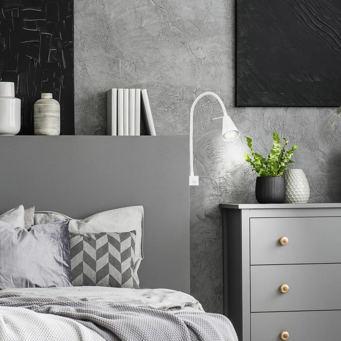 Світлодіодна настінна лампа Briloner з регульованим кутом нахилу, GU10 4.7W, 400lm, тепле біле світло, для читання, біла