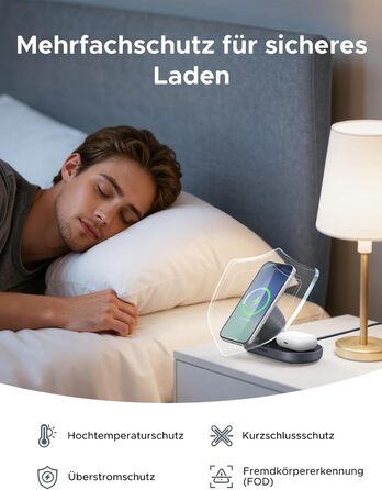 Зарядний пристрій бездротовий UGREEN 2-в-1 MagSafe 15W Qi2 для iPhone 17/16/15/14/13/12 та AirPods, кабель 1м (Чорний)