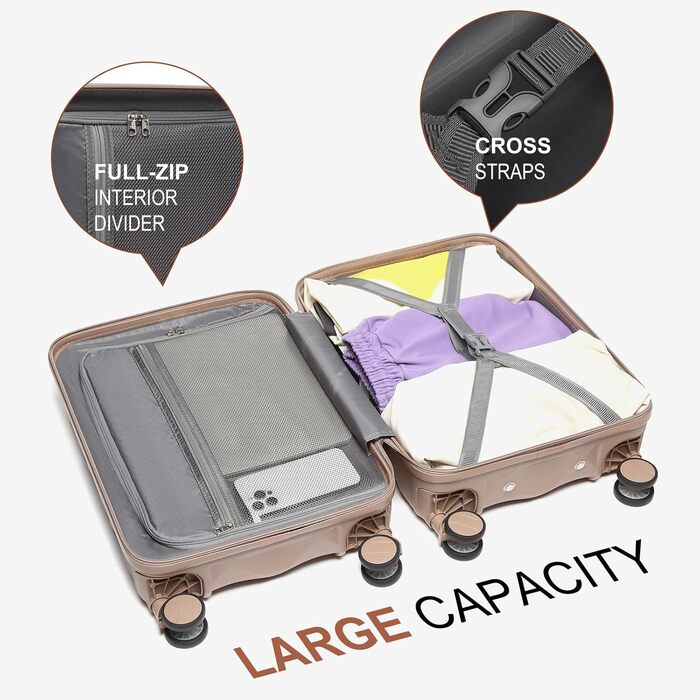 Набір валіз Sea Choice 5шт. з жорстким корпусом, 4 колеса, TSA-замок, M-L-XL (55/65/76см), Khaki