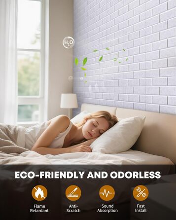 Акустичні панелі Jamelo 3D цегла самоклейні, 30x30x0,9 см, 12 шт. — звукоізоляція та декорування стін для студії, спальні та офісу (світло-сірий)